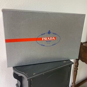 Prada Gray Box with Red and Blue Details
